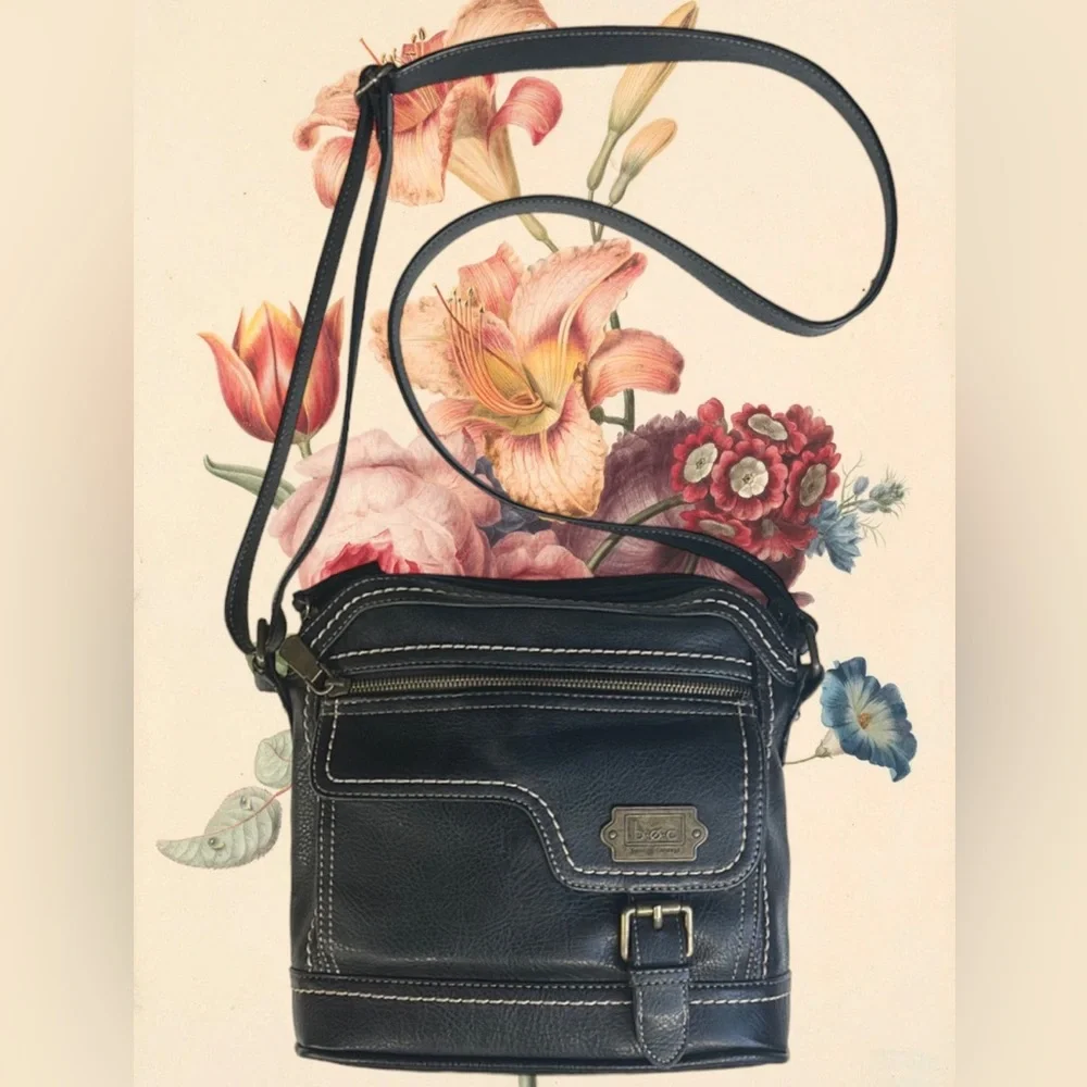 BOC Born Concepts Black Brown Faux Leather Front Buckle Cross Body Purse 11